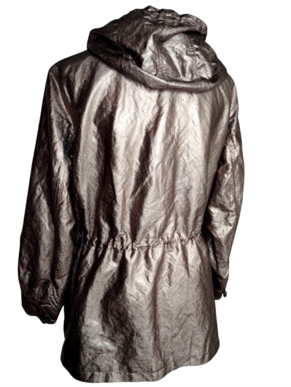 Calvin Klein Metallic Pewter Bronze Hooded Anorak Utility Jacket Plus Size 0X - Picture 4 of 9